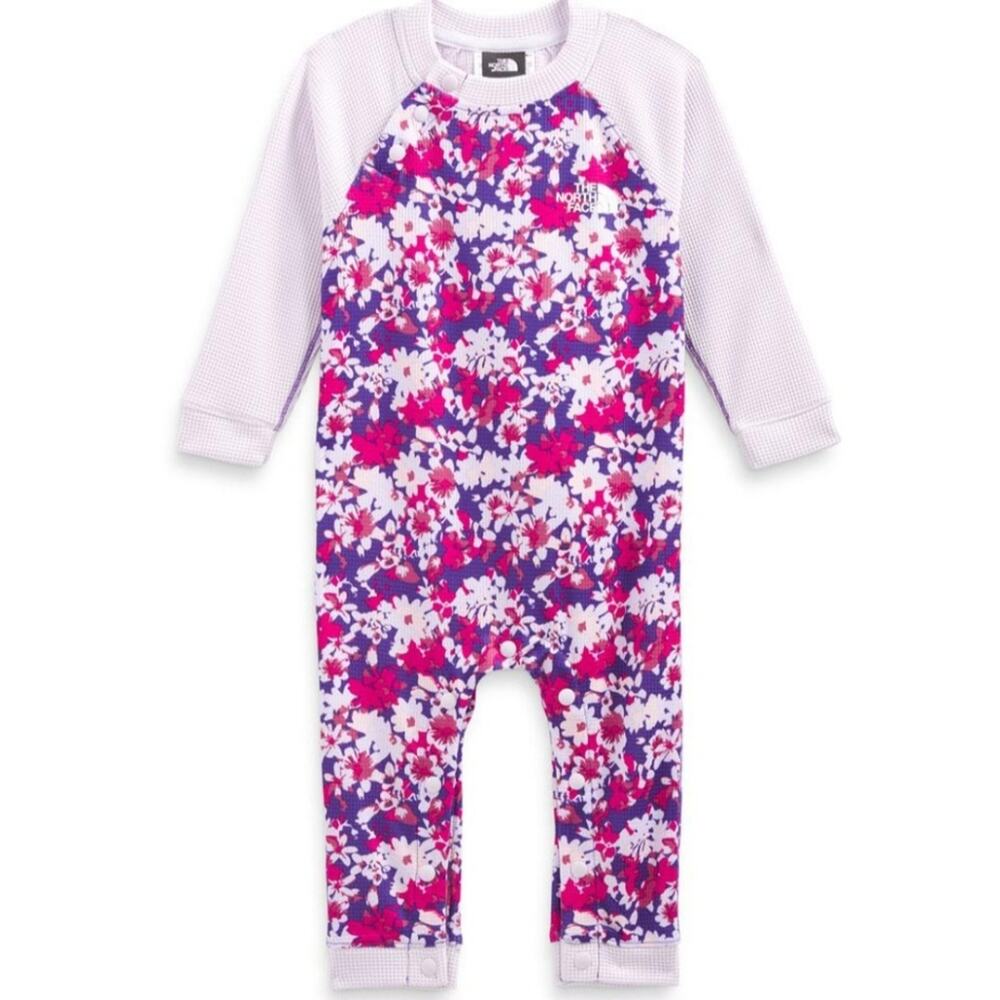 The North Face Baby Waffle Base Layer One Piece Coverall‎ Purple Floral 3-6 M